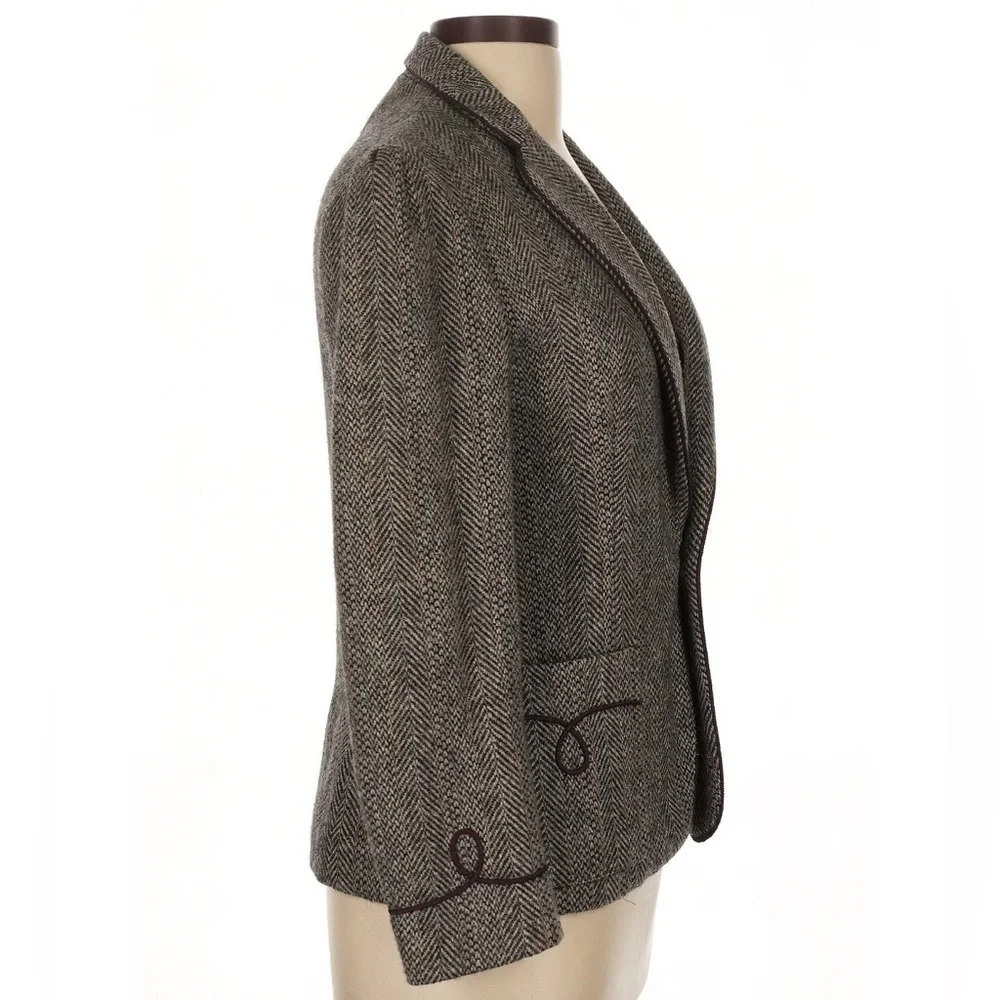 Vintage 70s 80s Ralph Lauren Wool Herringbone Blazer Equestrian Jacket Runway M - Picture 7 of 16